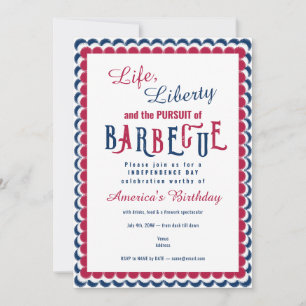Invitation Life Liberty 4 juillet Feu de barbecue patriotique