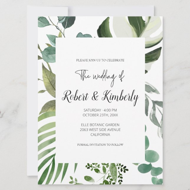 Invitation LIFY Botanical Eucalyptus Feuille Mariage (Devant)