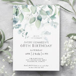 Invitation Light Airy Eucalyptus 60e fête d'anniversaire<br><div class="desc">Avec une ambiance éthérée claire et aérée, cette invitation séduisante à la fête du 60e anniversaire a cascade de verdure d'eucalyptus aquarelle au-dessus de votre texte dans le style serif classique visage. Le look est insouciant et amusant tout en conservant une aura élégante. Personnalisez le modèle de texte avec les...</div>