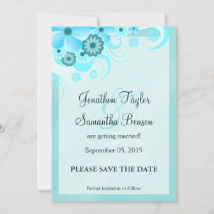 Invitation Light Aqua Blue Floral Économisez La Date Annonces