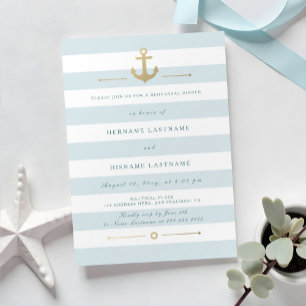 Invitation Light Aqua Blue Nautical Rehearsal Dîner Invitatio