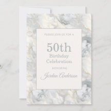 Light Beige Gray Marble 50th Birthday