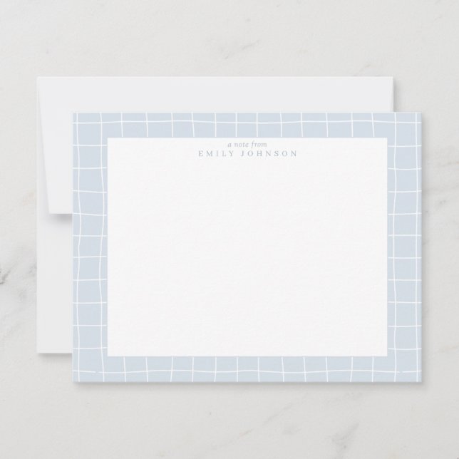 Invitation Light Blue Grid Frame Note Card (Devant)