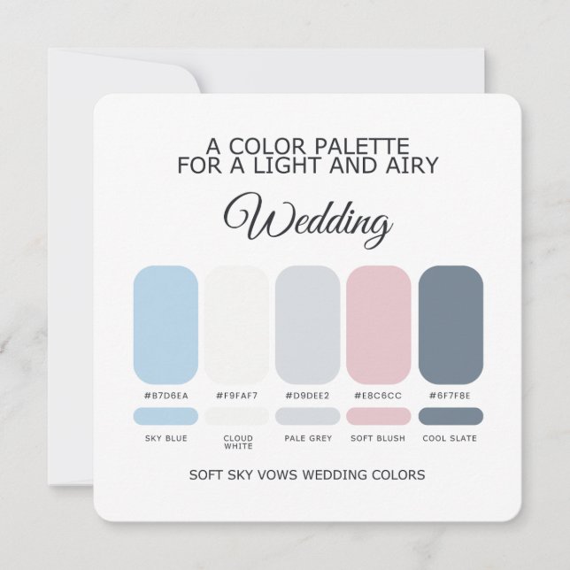 Invitation Light Blue Wedding Color Palette Elegant Weddigs (Devant)