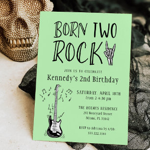 Invitation Light Green Born Two Rock Guitar 2e anniversaire