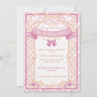Invitation Light Pink Art Nouveau Princess Birthday