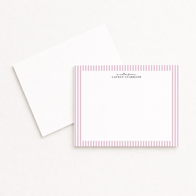 Invitation Light Pink Stripe Border Note Card (Créateur téléchargé)