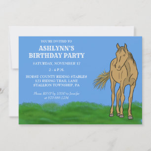 Invitation Light Sorrel Cheval Brown fête d'anniversaire