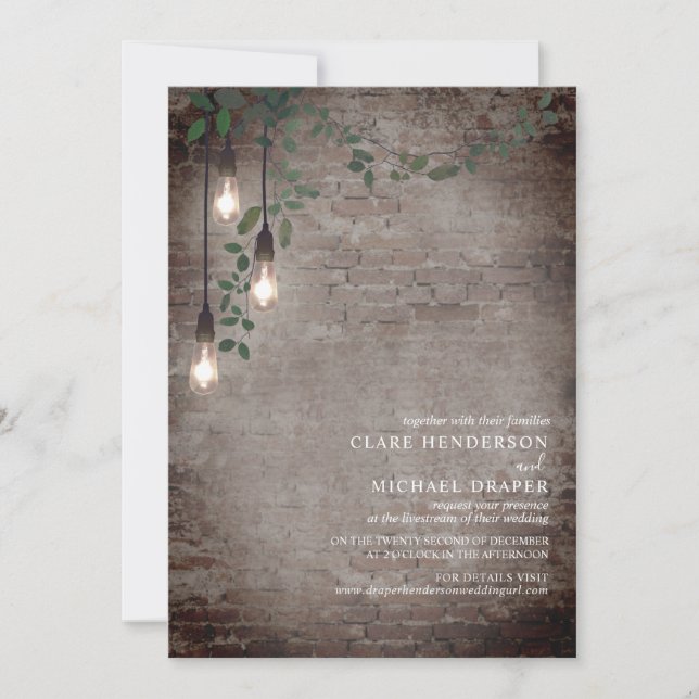 Invitation Lightbulb Botanique Garland Brick Virtual (Devant)