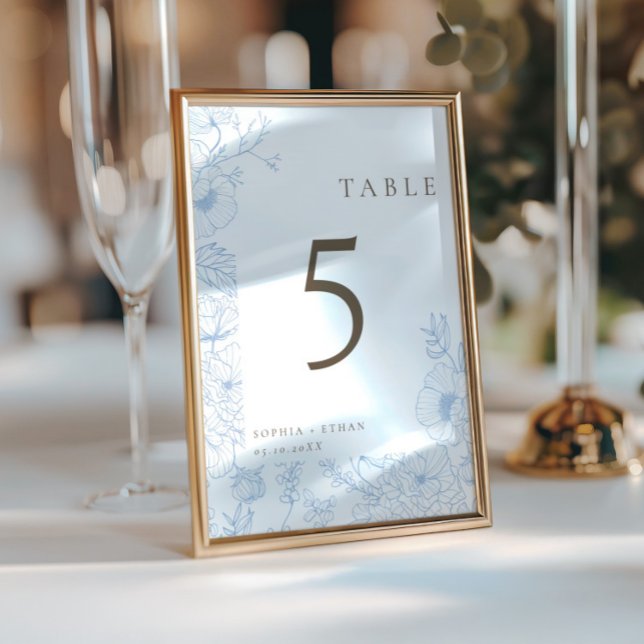 Invitation Ligne à double face Art Français Bleu Table Nr (Créateur téléchargé)