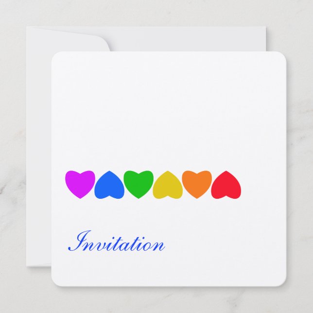 Invitation Ligne arc-en-ciel de cœur de fierté (Devant)