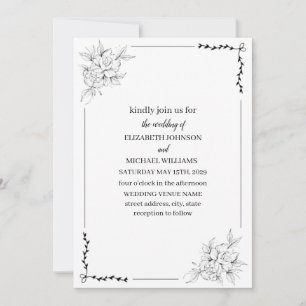 Invitation Ligne artistique florale élégante pour mariage min