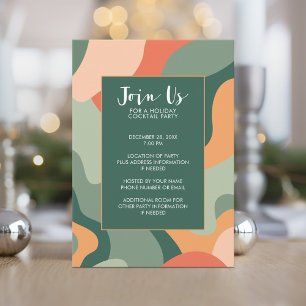 Invitation Ligne biologique Art Abstrait - Jade Coral Holiday