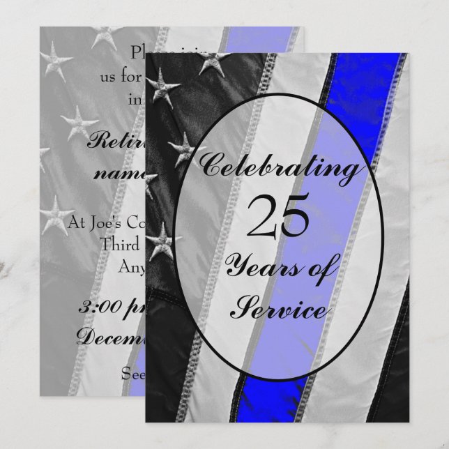 Invitation Ligne Bleue Mince Indicateur Police Application Re (Devant / Derrière)