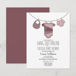 Invitation Ligne de Baby shower virtuelle pour filles de prun