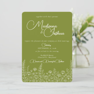 Invitation Ligne de fleurs sauvages bohèmes Monogramme floral