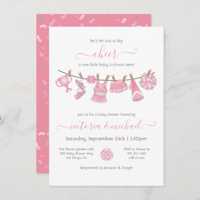 Invitation Ligne de Pom-pom girl (Devant / Derrière)