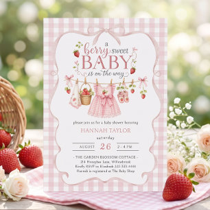 Invitation Ligne de vêtements aux fraises Baby Shower aux dou