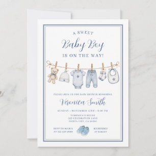 Invitation Ligne de vêtements bébé garçon Baby Shower