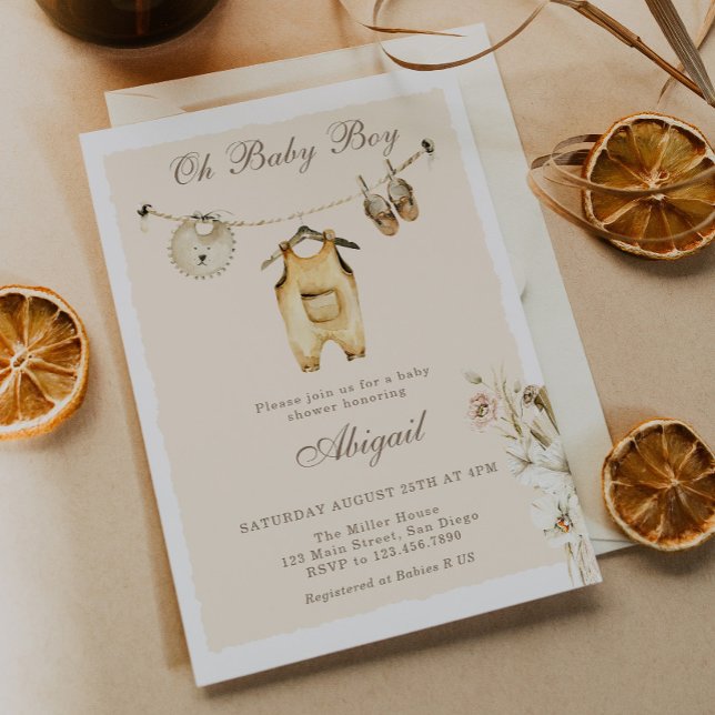 Invitation Ligne de vêtements bébé garçon herbe de Pampas Bab (Créateur téléchargé)