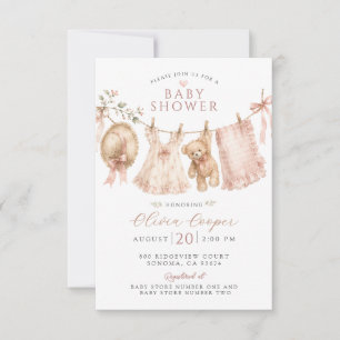 Invitation Ligne de vêtements pour bébé bohème rose poudré Ba