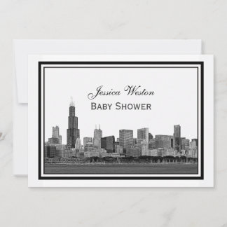 Invitation Ligne d'horizon de Chicago Gravée Cadre #2 H Baby 