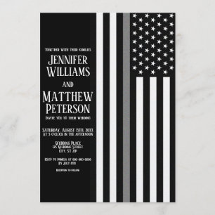 Invitation Ligne gris mince Agent correctionnel Mariage du dr