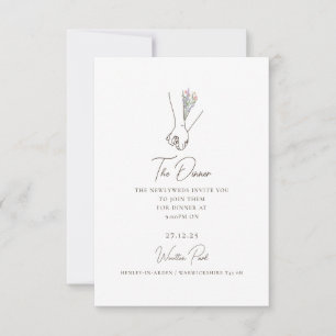 Invitation Ligne minimaliste Art romantique Couple Bouquet fl