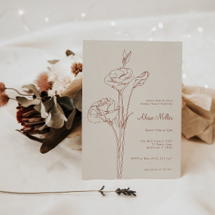 Invitation Ligne minimaliste Terracotta Fête des mariées flor