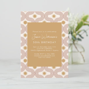 Invitation Ligne moderne Sun Moon Terracotta Gold 50e anniver