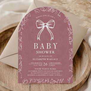Invitation Ligne Rose Poussiéreuse Coquette Arc-en-ciel Baby