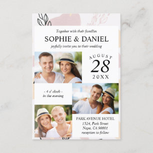 Invitation Ligne rose Rose Dusty Art Abstrait 3 Mariage photo