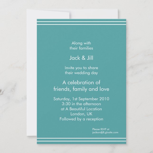 Invitation Ligne simple (aqua) 5x7 (Devant)