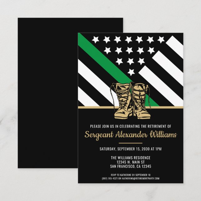 Invitation Ligne verte mineure militaire Retraite de l'Armée  (Devant / Derrière)