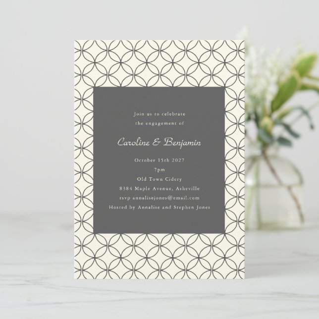 Invitation Lignes Crème de Mariage de Style Moderne Milieu de (Debout devant)