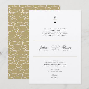Invitation Lignes de barres classiques Double Monogramme Mari