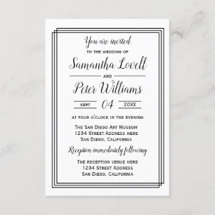 Invitation Lignes géométriques modernes - 3x5 Mariage/Invitat