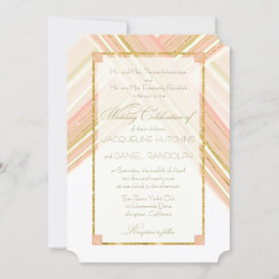 Invitation Lignes modernes Art Déco Blush Gold Parties scinti