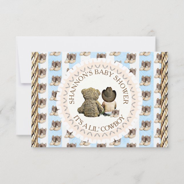 Invitation Lil' Cowboy Pays et Baby shower de l'Ouest (Devant)