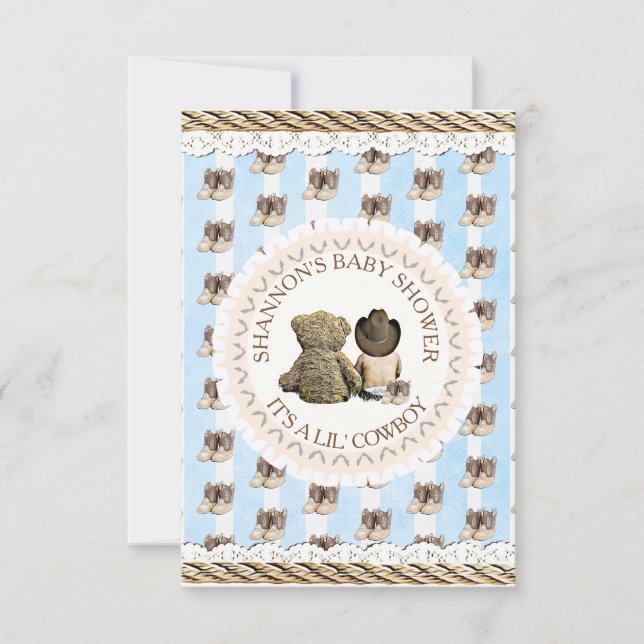 Invitation Lil' Cowboy Pays et Baby shower de l'Ouest (Devant)