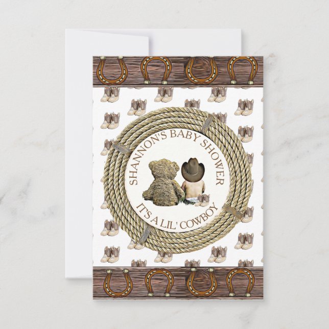 Invitation Lil' Cowboy Pays et Baby shower de l'Ouest (Devant)