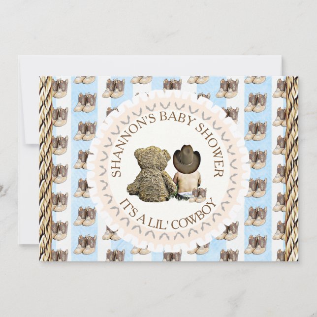 Invitation Lil' Cowboy Pays et Baby shower de l'Ouest (Devant)