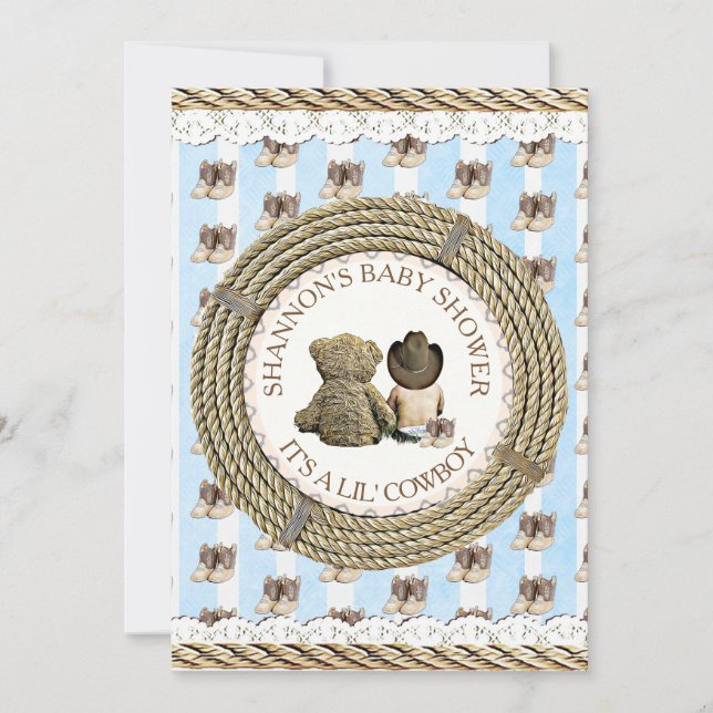 Invitation Lil' Cowboy Pays et Baby shower de l'Ouest (Devant)