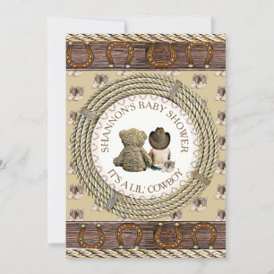 Invitation Lil' Cowboy Rustic Country et Western Baby shower