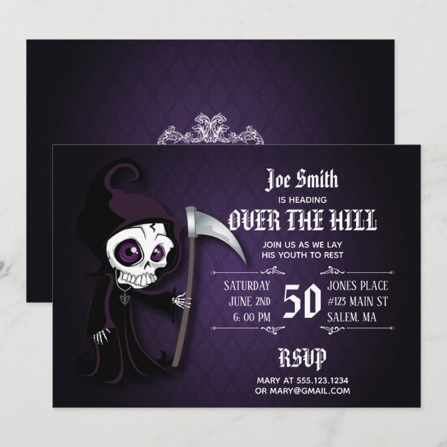 Invitation Lil' Grim sur l'invitation de la fête de la collin (Devant / Derrière)