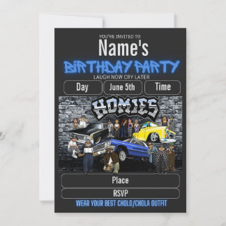 Invitation Lil Homies Birthday Invitation, Cholo 90s Theme