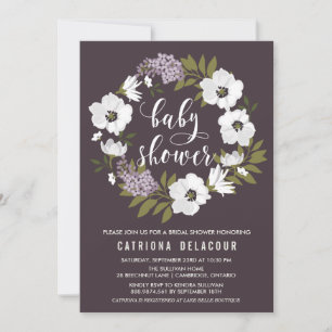 Invitation Lilac Anemone Floral Baby shower de couronne