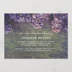 Invitation Lilac Blossoms Rustique Baby shower de printemps e