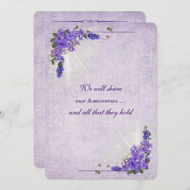 Invitation Lilac Bouquet Mariage (Devant / Derrière)