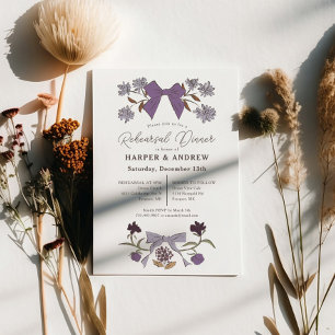 Invitation Lilac Bows Blossom Dîner de répétition Mariage